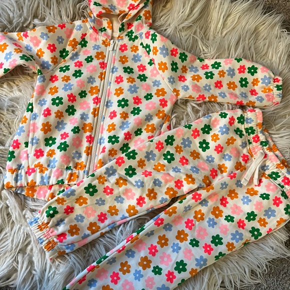 Old Navy Floral Hoodie Set - Multicolor on Cream - Picture 1 of 3